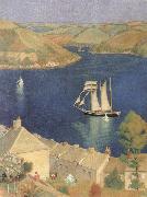 Joseph E.Southall The Three-Masted Schooner oil on canvas